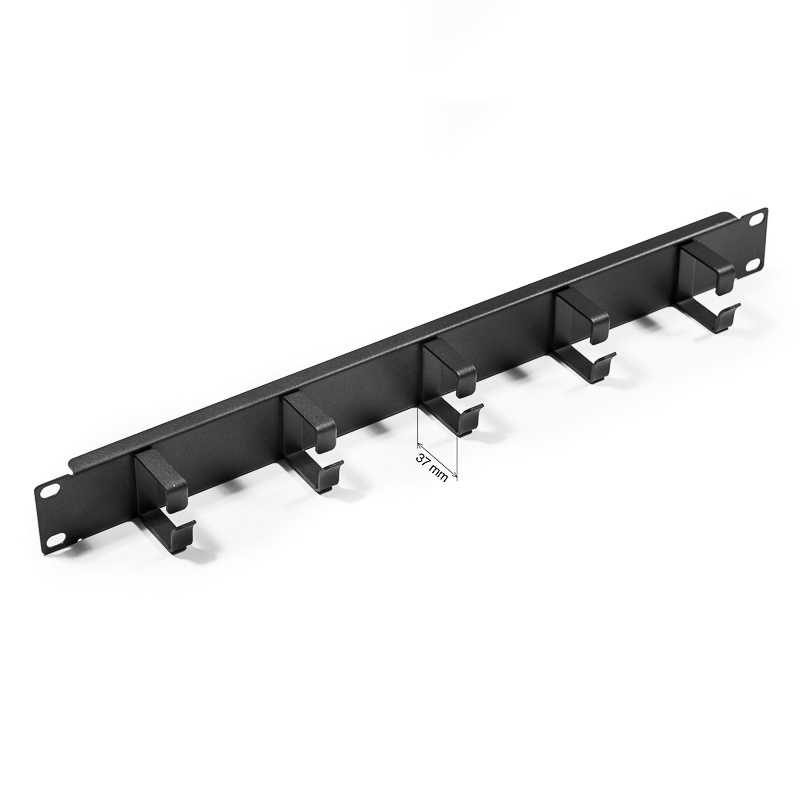 19” cable management panel with ring width of 37 mm, metallic