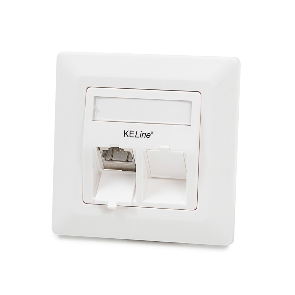 Modulo50 outlet, Category 6, 2xRJ45/s, flush-mounted, keystones included