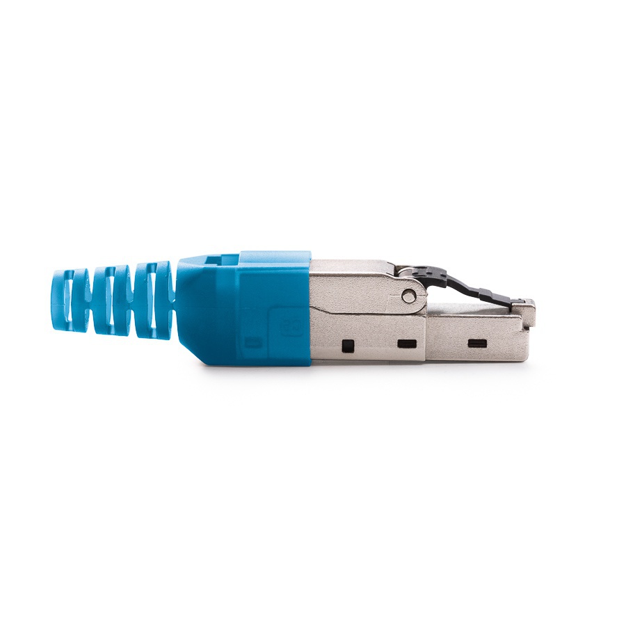 Field terminated, toolless RJ45 s connector for Cat.7A, Cat.7, Cat