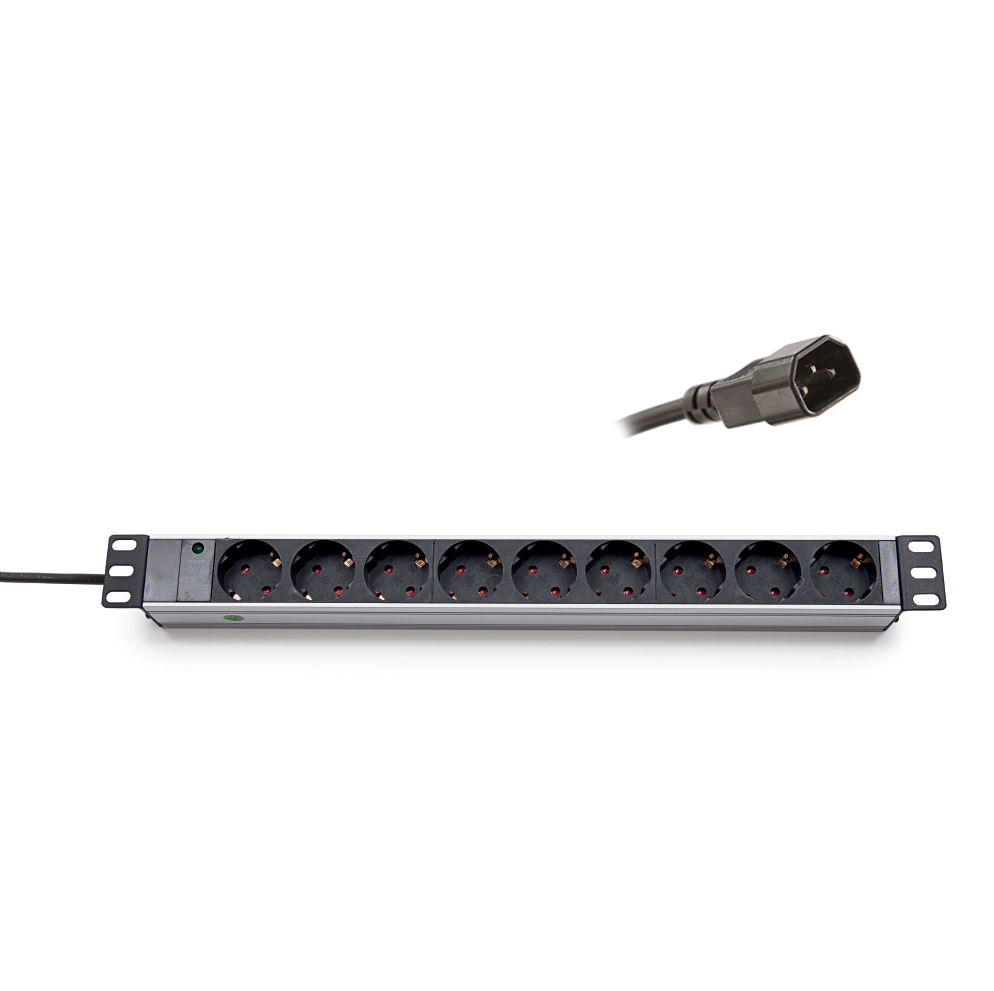 19“ PDU, 9 x 230V, Schuko