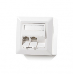 Modulo50 outlet, Category 6A, 3xRJ45/s, wall-mounted, keystones included